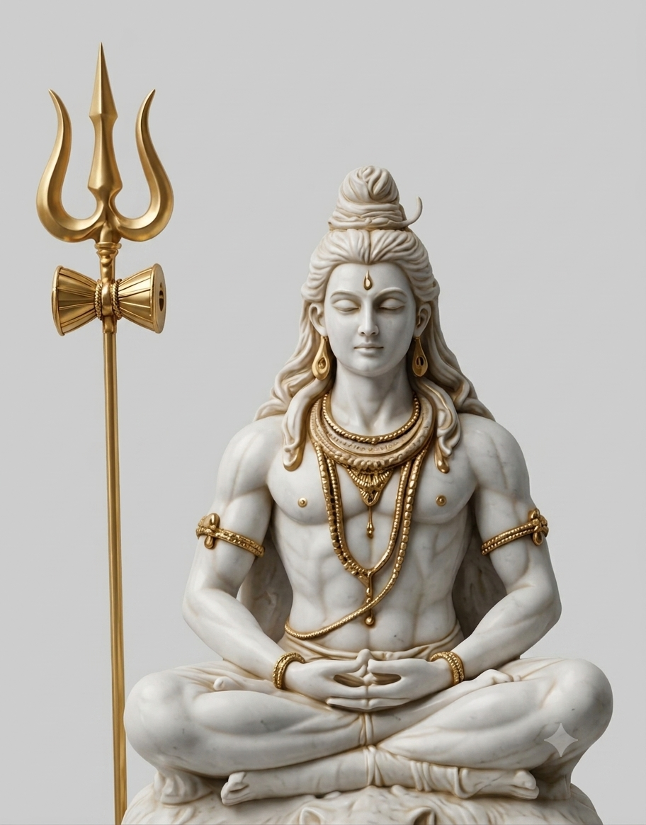 Shiv Ji Customized Golden Trishul 3D Model (5 Inch) 